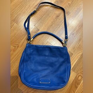Marc by Marc Jacobs Royal Blue Leather Shoulder Bag with Gold Hardware